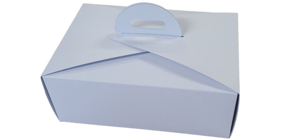 White Handle Presentation Box With Divider Insert - 222mm x 152mm x 85mm -