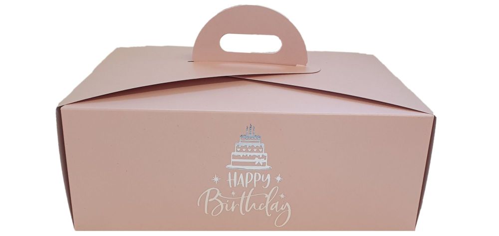 Pink Birthday Foiled Handle Presentation Box With Divider Insert - 222mm x 