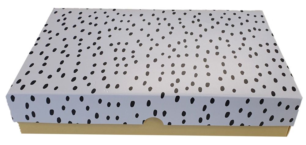 Yellow Deep Dalmatian Print Lid Large Biscuit/Cookie Box -240mm x 155mm x 50mm -  Pack of 10