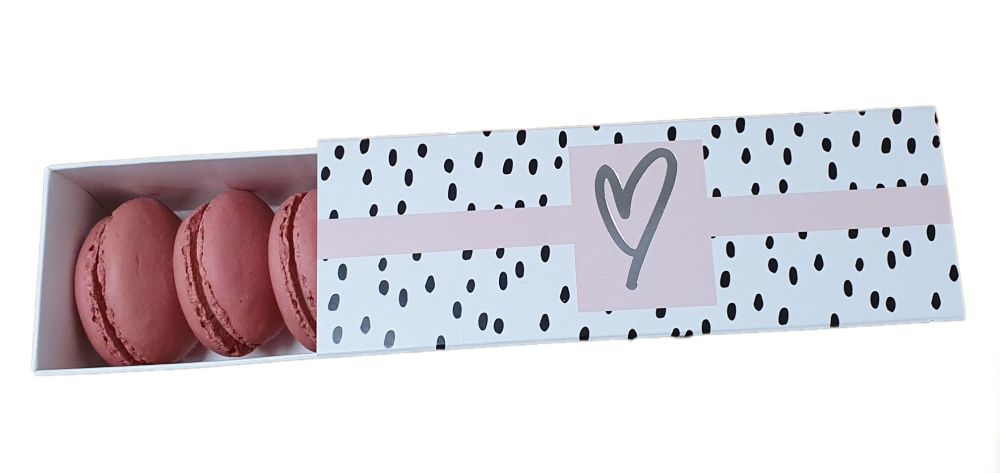 (End of line) Dalmatian Pink Heart 6pk  Macaron Non Window Sleeve - 185mm x 50mm x 50mm - Pack of 10
