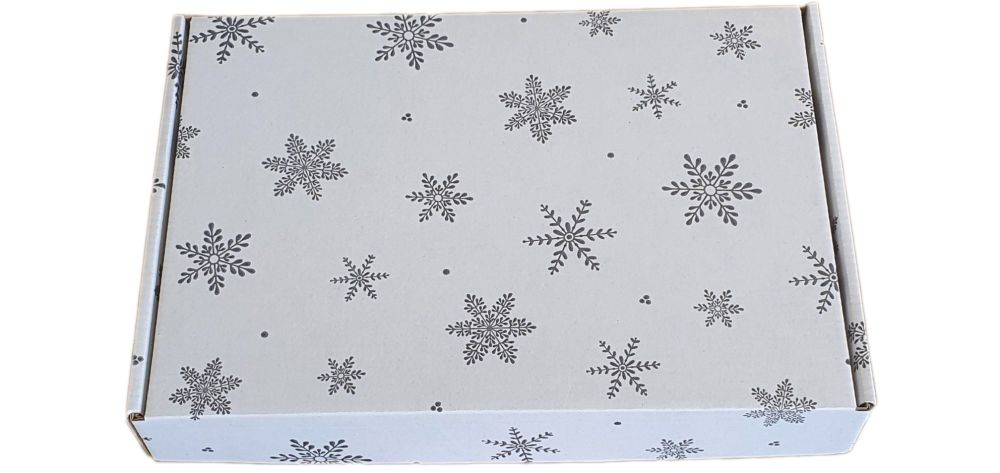  White Snowflake Printed Postal Packaging - Outer Box Only - 260mm x 185mm 