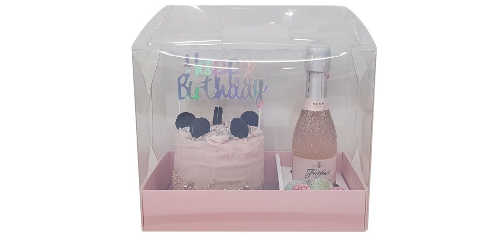 Luxury Handle Gift Box With  Divider and Single Cupcake Insert to present a 6" Cake Board 200mm Tall - -Pack of 5