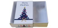 Christmas Tree Print Belly Band with White Small Rectangle Cookie Box and  Clear Lid -  115mm x 85mm x 30mm - Pack of 10