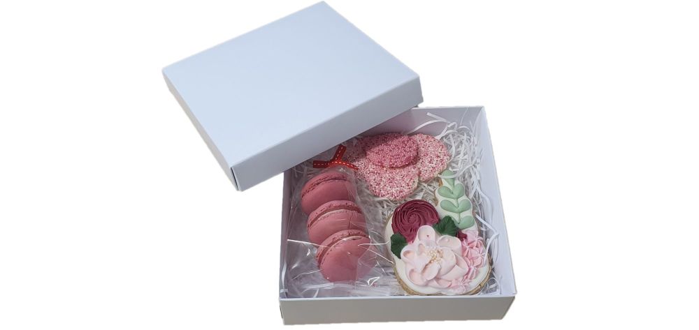 White Large Deep Square Cookie Box With Non Window Lid - 155mm x 155mm x 50