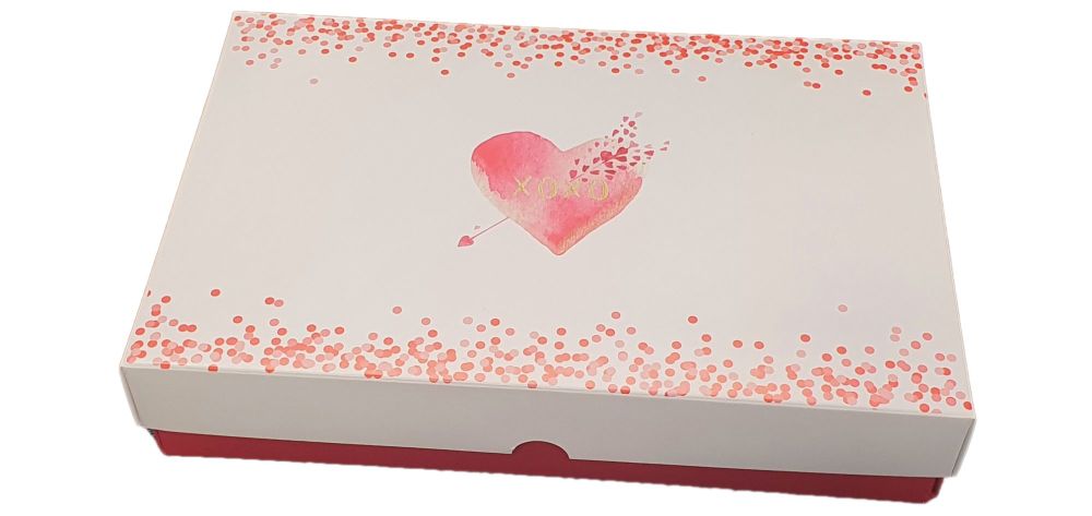 Valentine's Print  Deep Cookie/Gift Box With Red Base -240mm x 155mm x 50mm