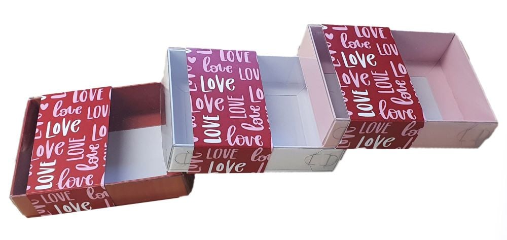 Small Rectangle Valentines Box With Printed Belly Band And Clear Lid (Colou