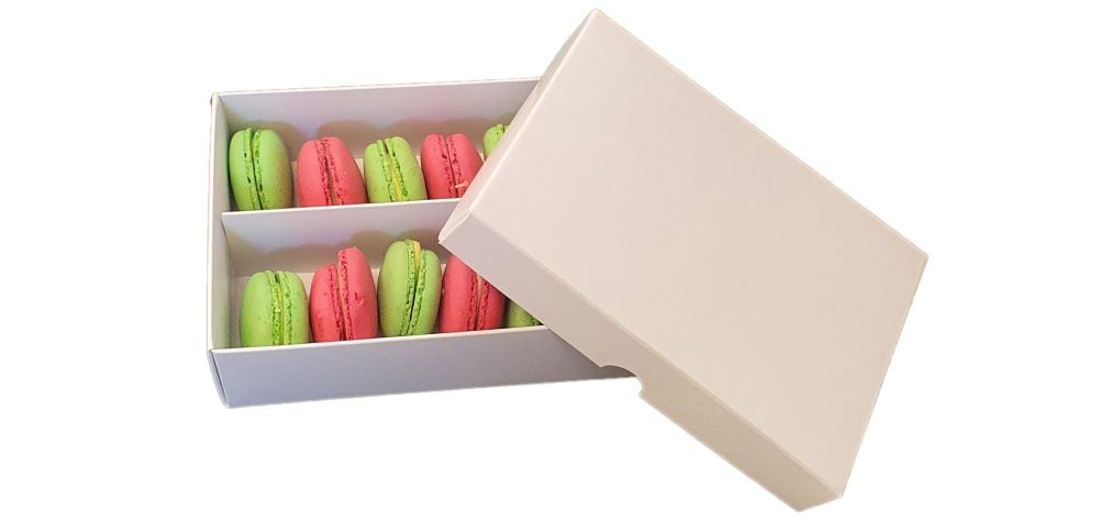White 12pk Deep C6 Macaron Box With Non Window & Insert - 165mm x 115mm x 50mm - Pack of 10