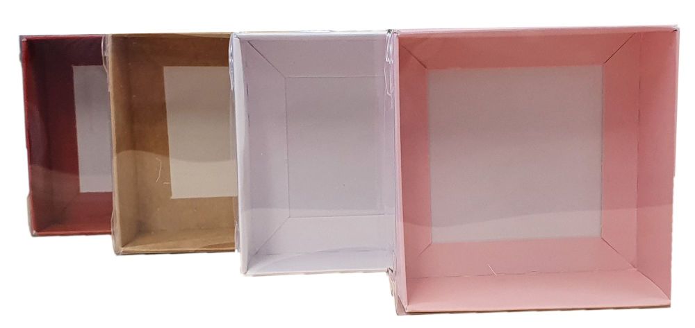Small Square Box With Clear Lid - 90mm x 90mm x 40mm - Pack of 10