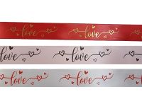 Love With Hearts Satin Ribbon - (colour to be chosen)  5 Metres x  25mm Wide