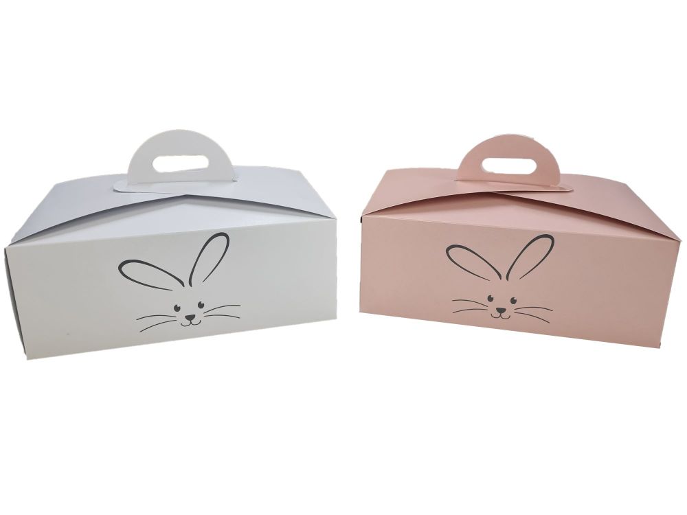 Easter Bunny  Handle Presentation Box with Grey Foil and Divider Insert - 222mm x 152mm x 85mm - Pack of 10