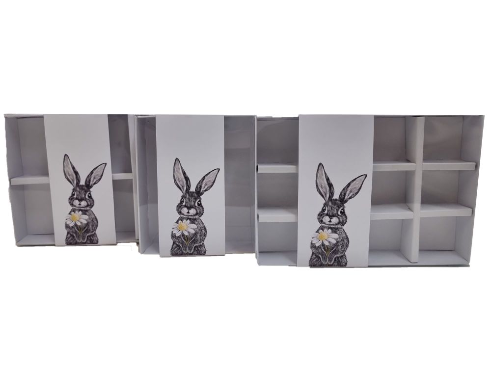 White Easter Daisy Bunny Box with Printed Belly Band (Style Of Box To Be Chosen) 165 x 115 x 26mm - Pack of 10