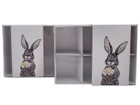 White Easter Daisy Bunny Box with Printed Belly Band, Insert And Clear Lid (Style to be chosen) 115 x 80 x 30mm- Pack of 10