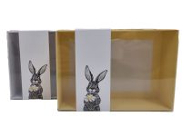 Easter Daisy Bunny Deep C6 Cookie Box With Clear Lid and Printed Belly Band (colour to be chosen) - 165mm x 115mm x 50mm- Pack of 10