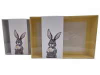 Easter Daisy Bunny 50mm Deep Large Cookie Box With Clear Lid & printed Belly Band ( Colour to be chosen) - 240mm x 155mm x 50mm - Pack of 10