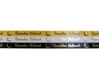 Ramadan Mubarak 15mm Wide Satin Ribbon (Colour to be chosen) - 5 Metres 