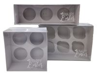 Easter White Cupcake Boxes With Inserts and White Foiled Clear Lid (Size to be chosen and Price will vary) Pack of 10