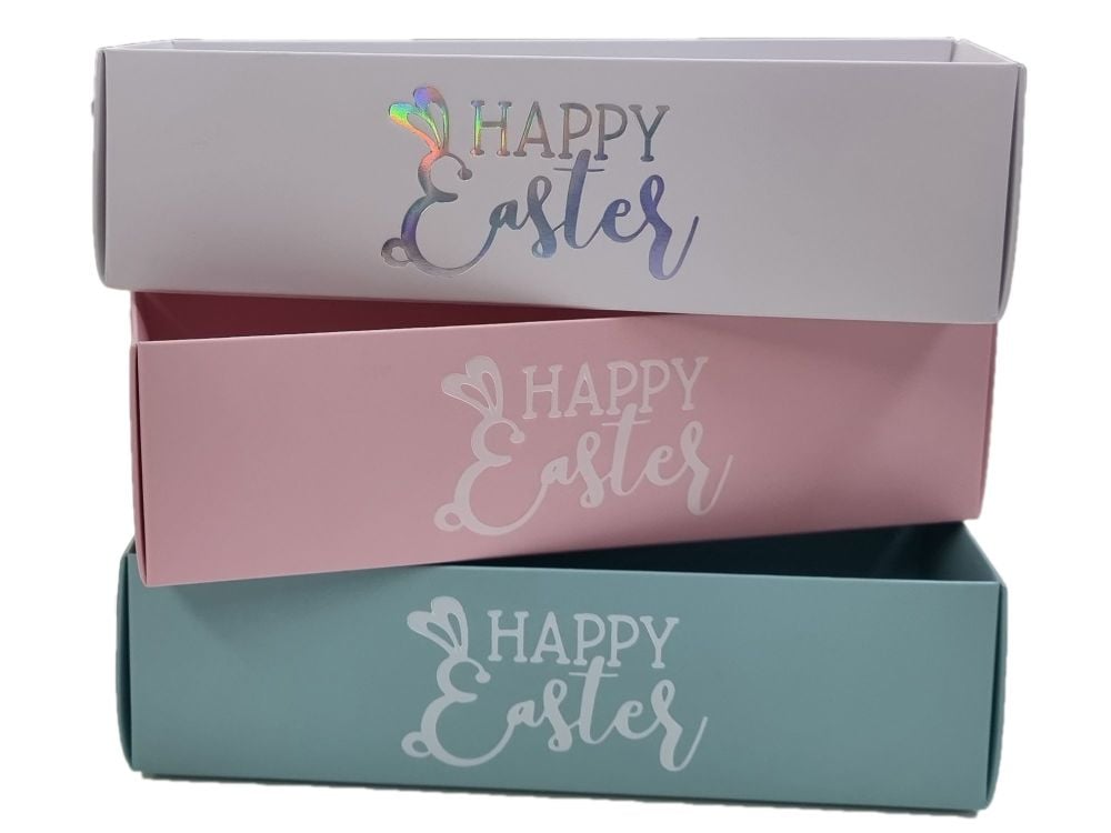 Easter 6pk Macaron Box With Holographic or White Foiled Logo & Clear Lid ( 