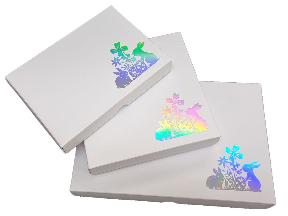 Easter Cookie Box With Holographic Foiled Non Window Lid (Style Of Box To Be Chosen) -240mm x 155mm x 30mm  Pack of 10