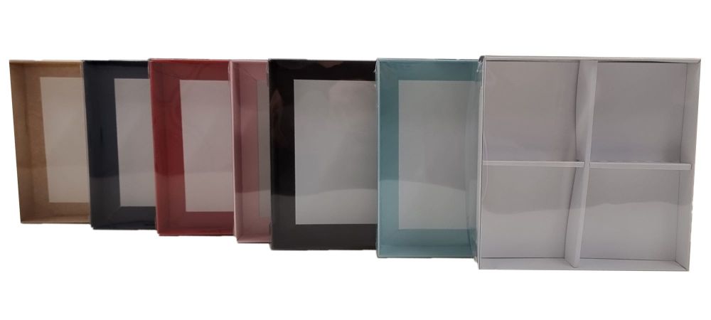 4pk  Square Brownie Box With Clear Lid & Insert- (Colour Base To Be Chosen)