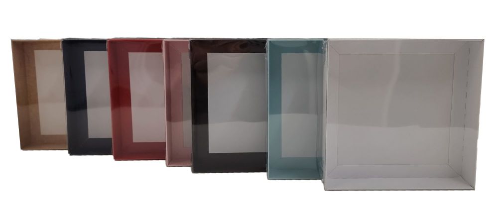 Large Square Cookie Box With Clear Lid- 155mm x 155mm x 30mm -  Pack of 10