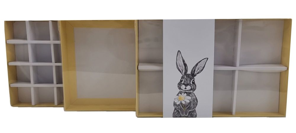 Yellow Easter Daisy Bunny White Box with Printed Belly Band (Style Of Box T