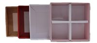 4pk Small Square Sweet Box With Clear Lid &  Insert  (Colour to be chosen)- 90mm x 90mm x 40mm - Pack of 10