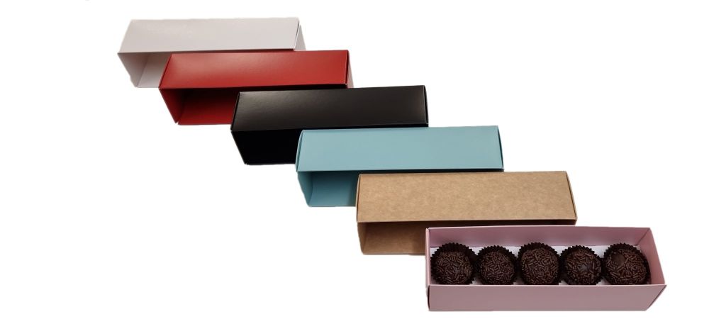 5pk Truffle Box With Clear Lid And Insert - (Colour to be Chosen) 185mm x 50mm x 50mm - Pack of 10