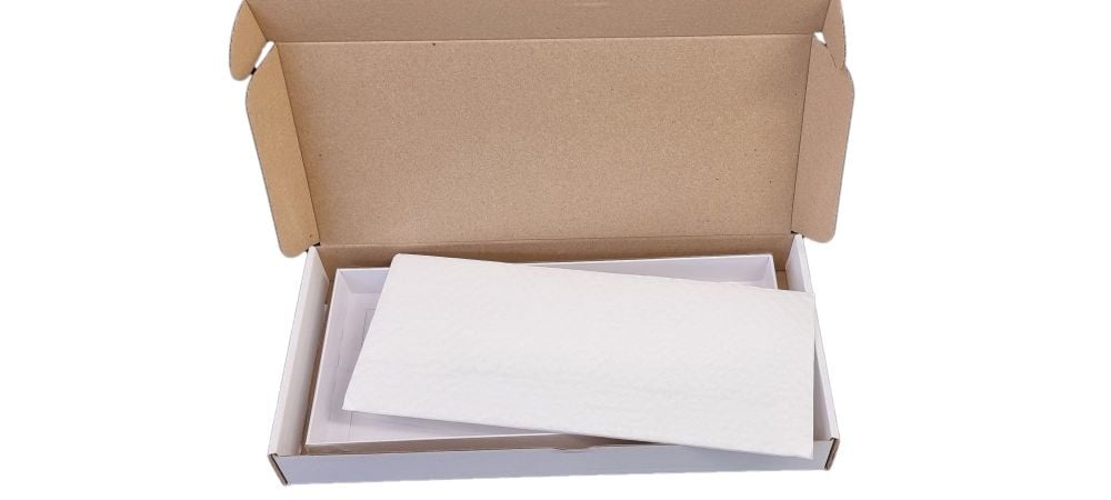  White Long Rectangle Clear Lid Bundle Packaging - Box, Padding & Postal - 