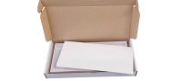  Bundle - Long Rectangle white box with  Clear Lid Bundle Packaging - Postal Box, Box & Padding  - 325mm x 155mm x 40mm - Pack of 10
