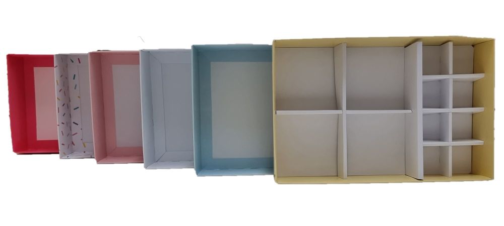 50mm Deep Compartment Box With 4pk Insert Plus 8 Chocolate Inserts & Clear 