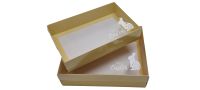 Yellow Gift Boxes With White Easter Foiled Bunny On Clear Lid (Size to be chosen and price will vary) Pack of 10