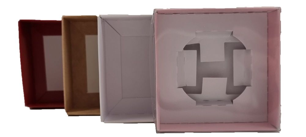 Small Square Biscuit Box With Clear Lid And Single Insert  (Colour to be chosen)- 90mm x 90mm x 40mm - Pack of 10
