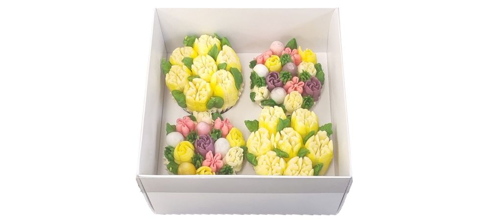 White Luxury 4pk Cupcake Box With Clear Lid & Insert -  155mm x 155mm x 90mm - Pack of 10
