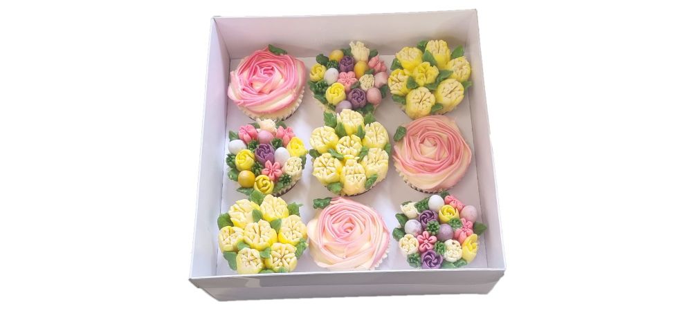 White 9pk Cupcake Box With Clear Lid and Insert- 230mm x 230mm x 90mm - Pac