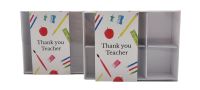 Thank You Teacher Small Rectangle White Box With Clear Lid and Printed Belly Band (Box style to be chosen, variable price)-  115mm x 85mm x 30mm - Pac