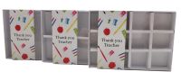 Thank You Teacher C6 White box With Clear Lid and Printed Belly Band (Style and Colours to be chosen, variable price) - 165mm x 115mm x 26mm - Pack of