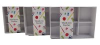 Thank You Teacher Deep C6 White Box With Clear Lid and Printed Belly Band (Style to be chosen, variable price) - 165mm x 115mm x 50mm- Pack of 10