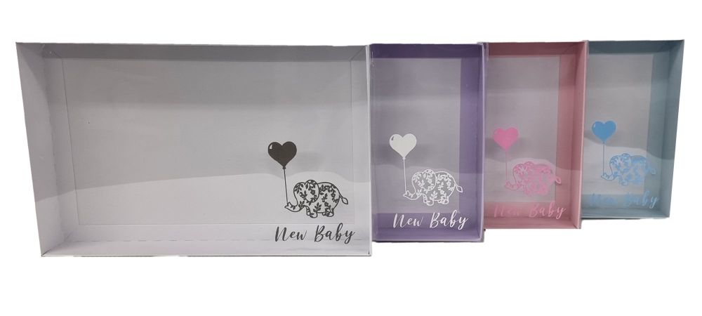New Baby Large Biscuit/Cookie Box With Foiled Clear Lid (colour to be chosen) - 240mm x 155mm x 30mm - Pack of 10