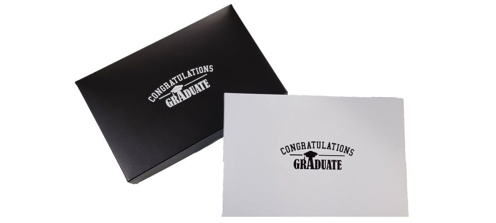 Graduation Large Biscuit/Cookie Box With Congratulations Graduate  Foiled Board Lid (colour to be chosen) - 240mm x 155mm x 30mm - Pack of 10