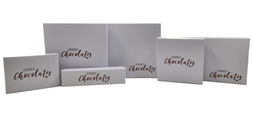 Handmade Chocolate White Boxes with inserts and Foiled Board Lid  (Style to be chosen) - Pack of 10
