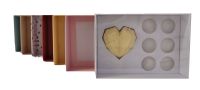 Geo Mini Heart & 6 Truffle White Insert With 50mm Deep C6 Box, Clear Lid & Padding (colour to be chosen) - 165mm x 115mm x 50mm- Pack of 10