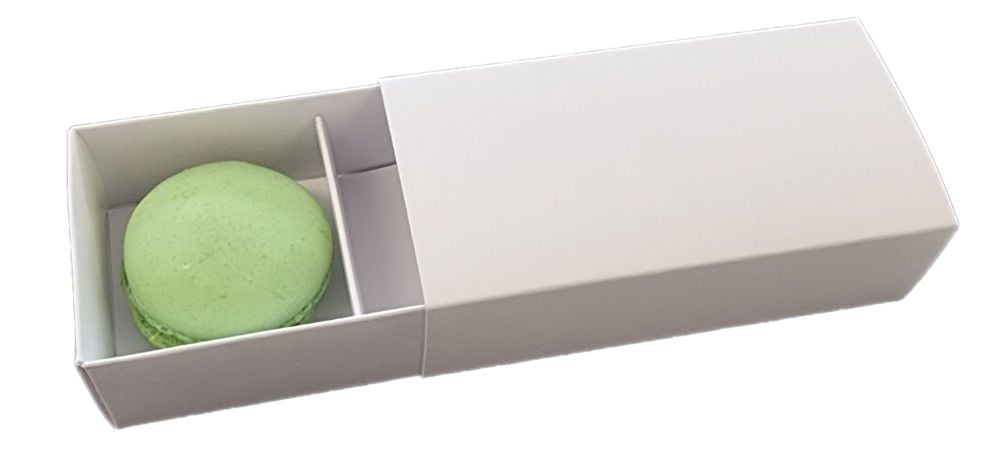 White 2pk Macaron/Biscuit Box With Insert And Non Window Sleeve- 105mm x 50mm x 30mm - Pack of 25