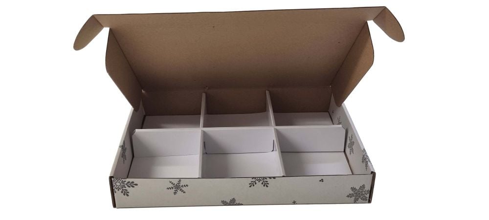 Snowflake Printed Postal With 6pk Brownie Insert  Packaging - Outer Box Only - 260mm x 185mm x 40mm - Pack of 10