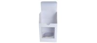 White Luxury Single Cupcake Box With Window & Insert -  85mm x 85mm x 100mm - Pack of 10