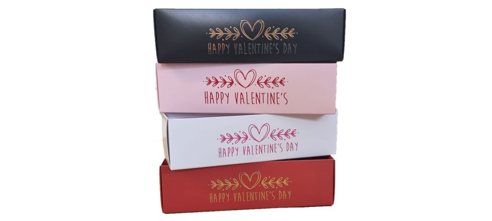 Valentine's Foiled  6pk Macaron Box (colour to be chosen) with Clear Lid- 185x 55 x 55mm  Pack of 10