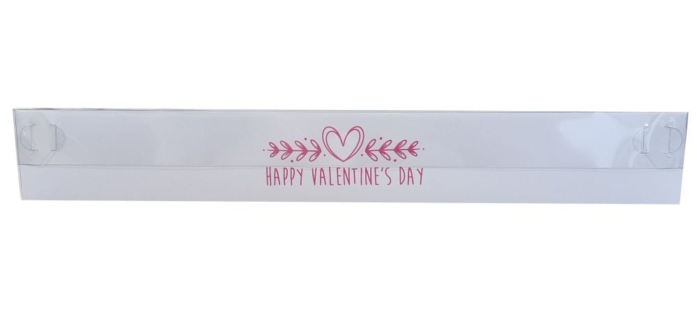 Valentine's Foiled White 12pk Long Macaron Box With Clear Lid - 360mm x 52mm x 52mm - Pack of 10
