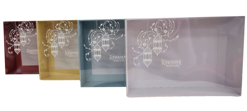 Ramadan Deep C6 Box With White Foiled  Clear Lid (Colour to be chosen)- 165mm x 115mm x 50mm - Pack of 10