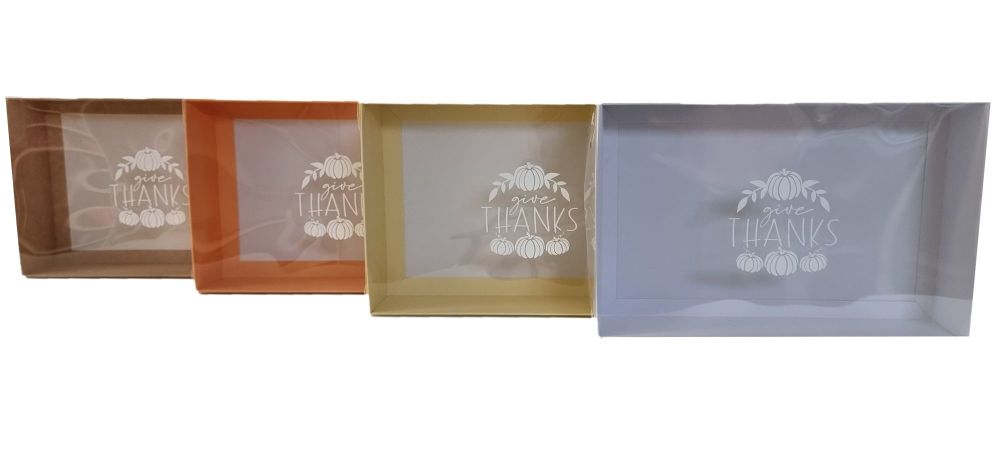Thanksgiving 50mm Deep Large Cookie Box With Clear Foiled Lid  (Colour to be chosen)- 9.1/2" x 6" x 2" - Pack of 10
