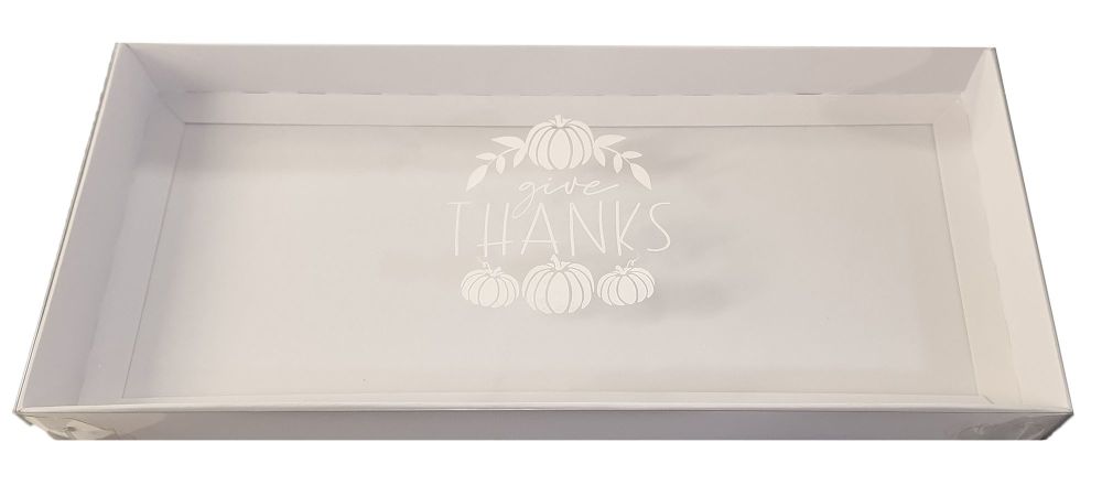 Thanksgiving White Large Rectangle Biscuit/Cookie Box with Foiled Clear Lid