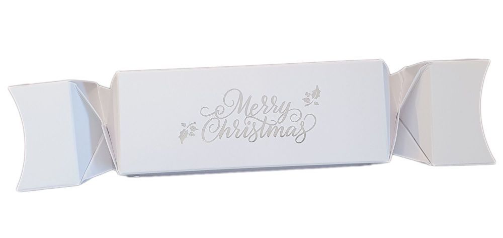 (End of Line) Christmas  Foiled Twist End Small White Cracker  Foiled in Silver - Pack of 10